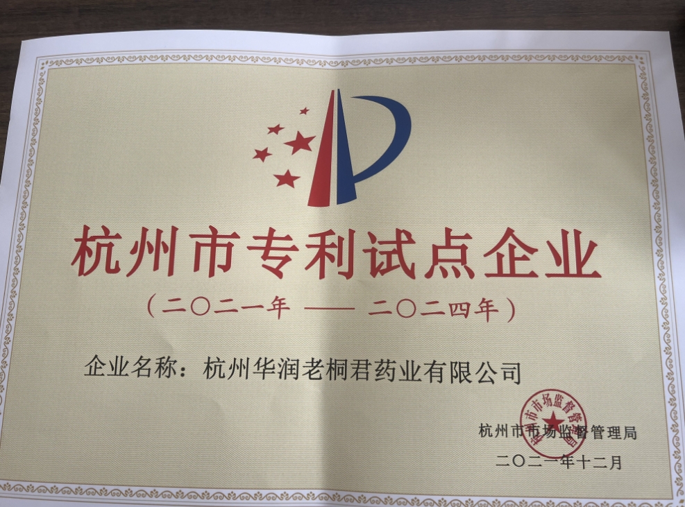杭州市專(zhuān)利試點(diǎn)企業(yè)