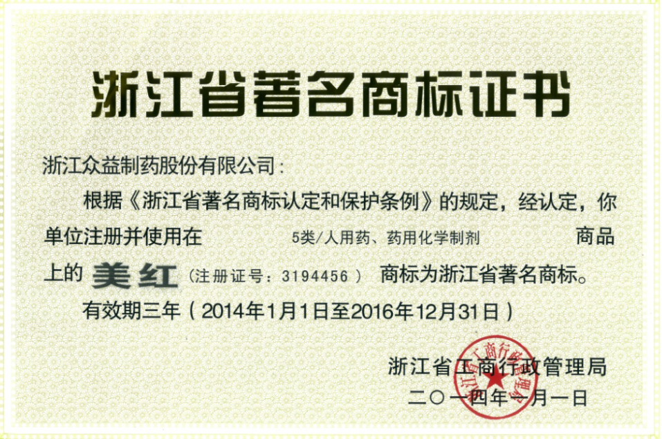 省級著(zhù)名商標